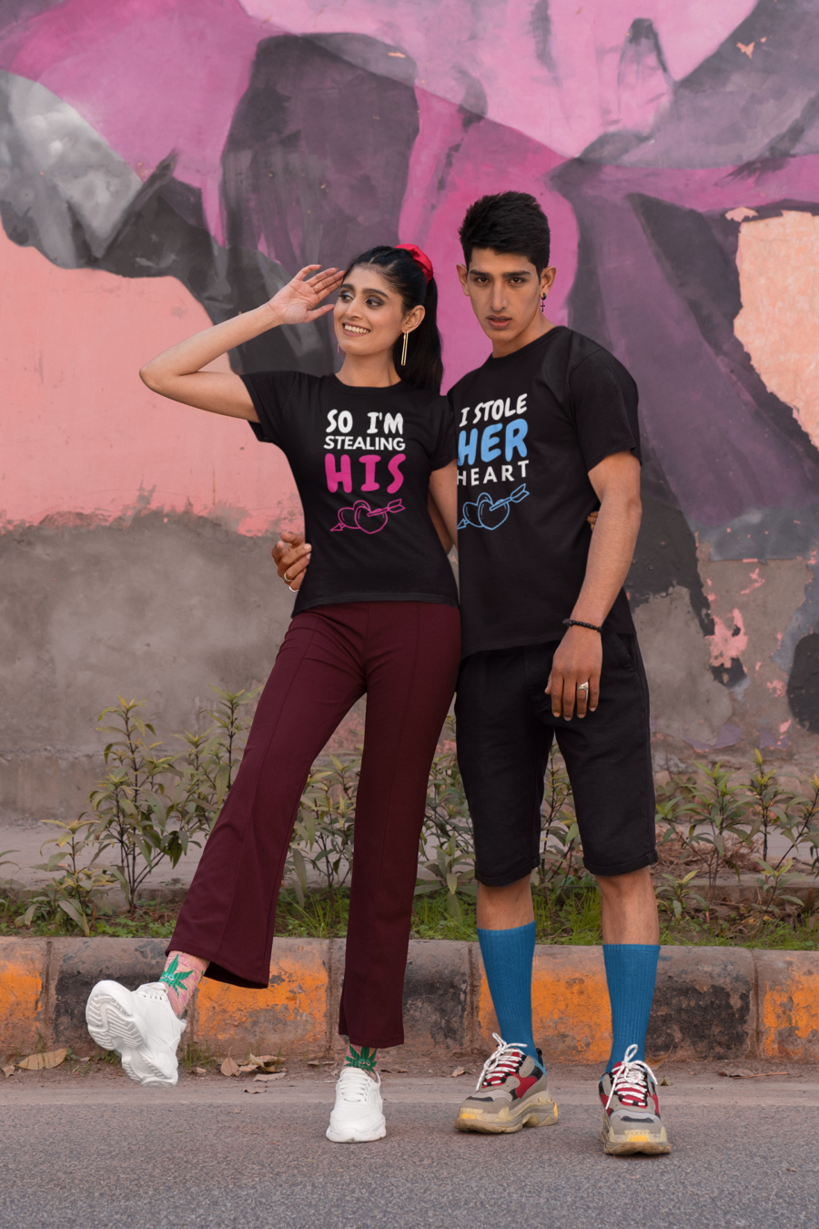 I Stole His Heart & So I'm Stealing His - Couple T-Shirts by Teescribe - Image 3