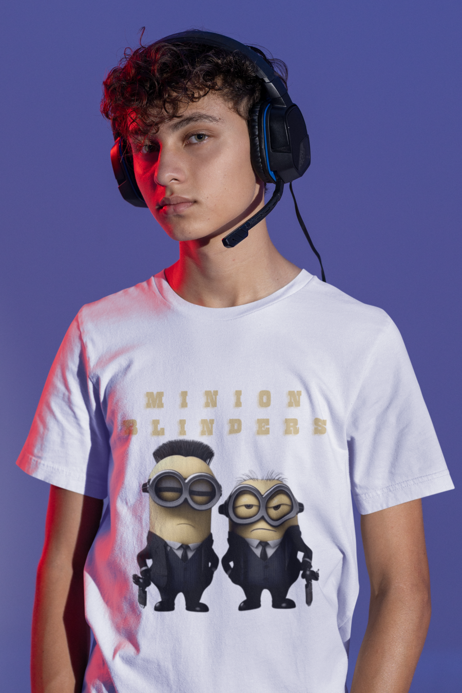 "Minion Blinders" Fun Graphic T-Shirt by Teescribe - Image 8