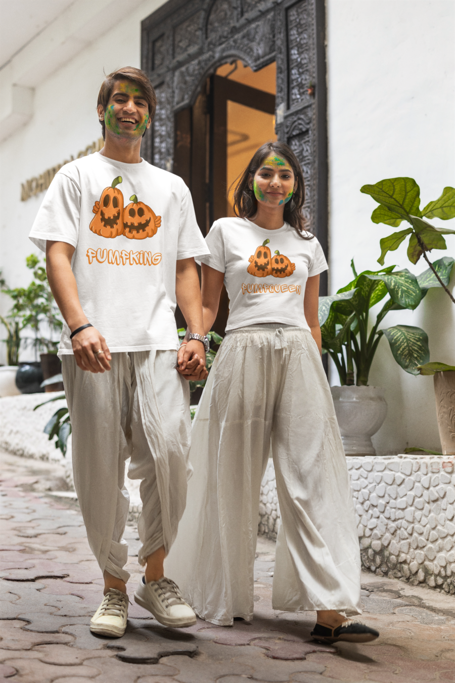  "Pumpking & Pumpqueen" Matching Couple T-Shirts by Teescribe