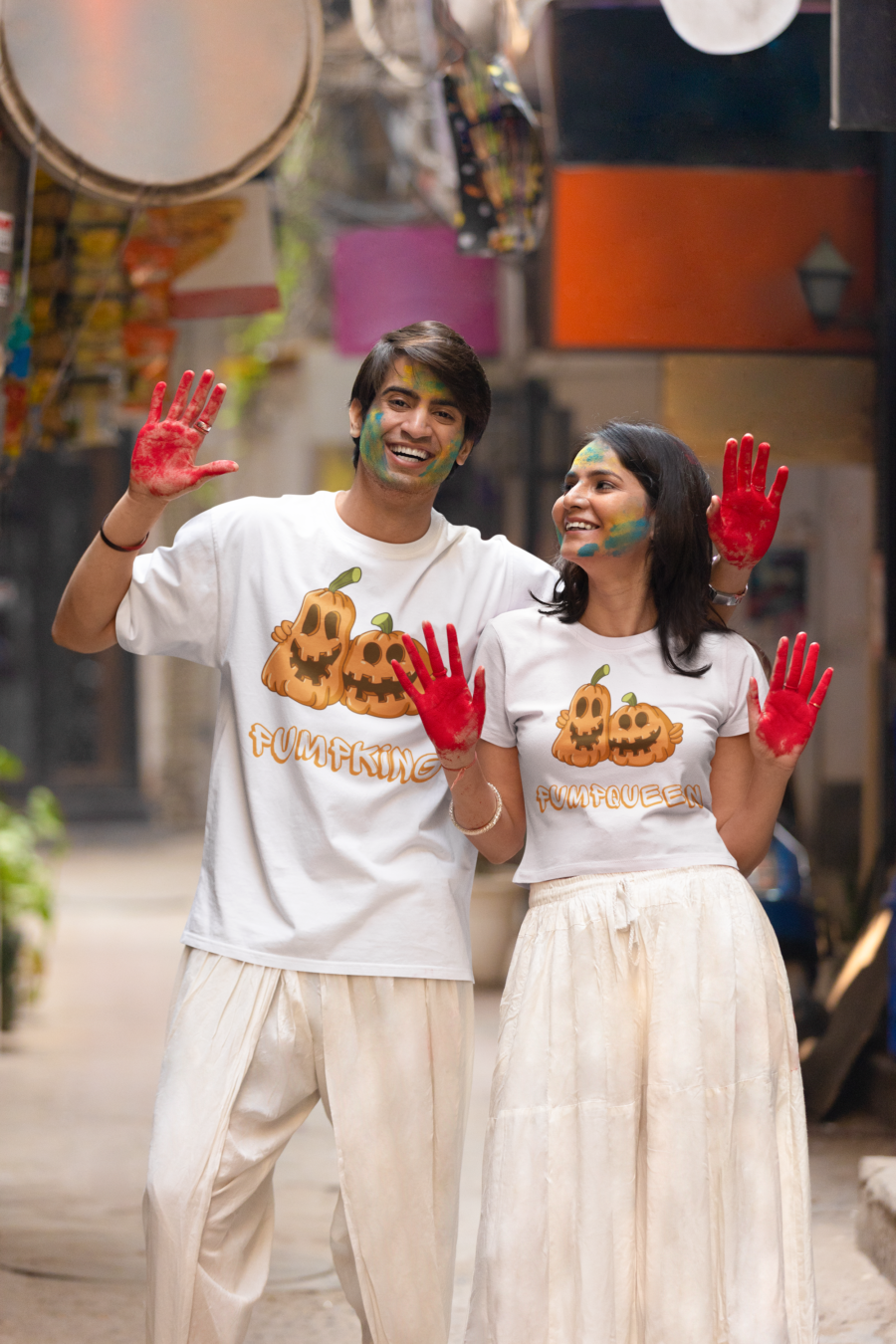  "Pumpking & Pumpqueen" Matching Couple T-Shirts by Teescribe - Image 2