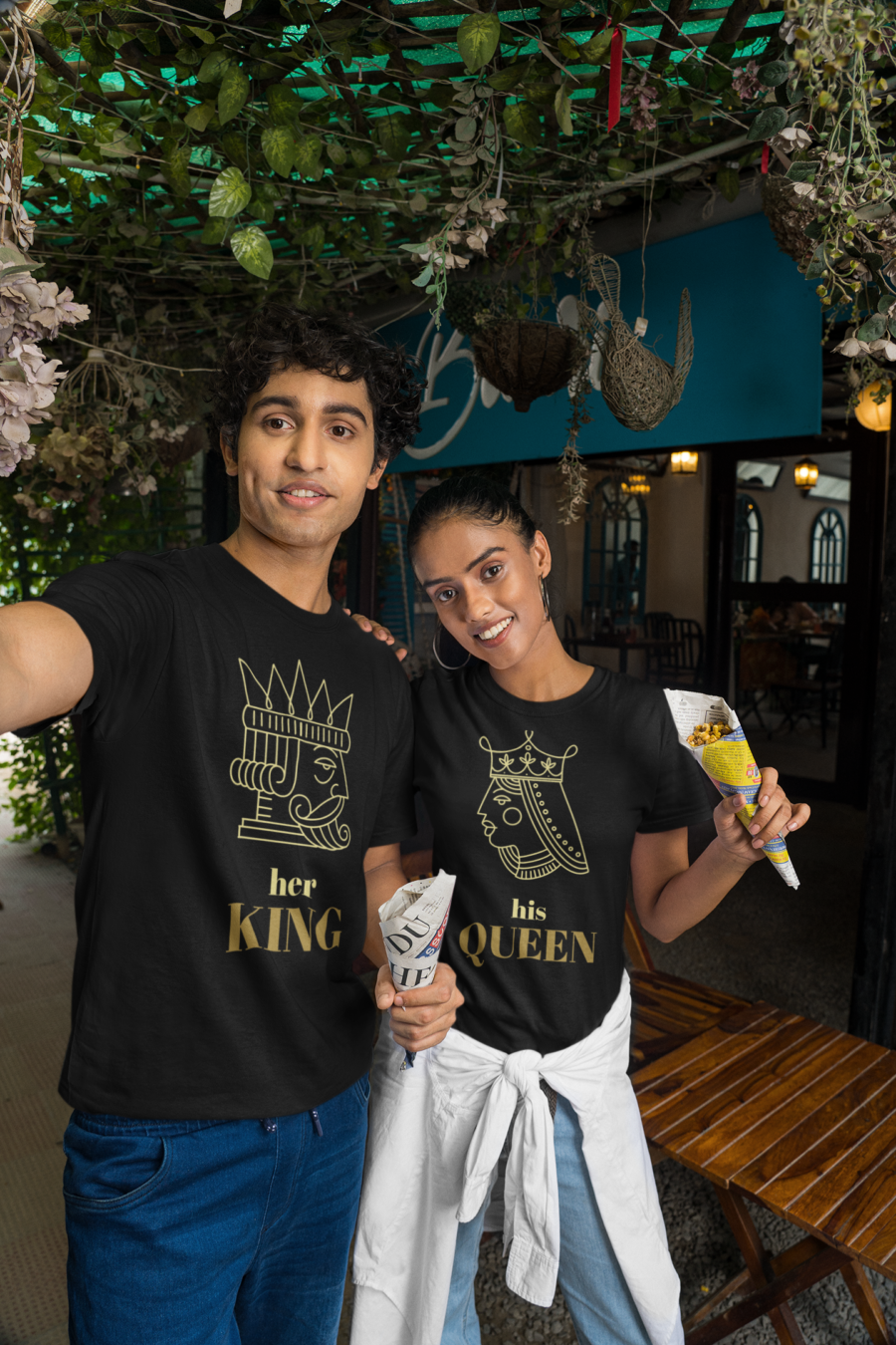  "Her King & His Queen" Matching Couple T-Shirts by Teescribe - Image 2