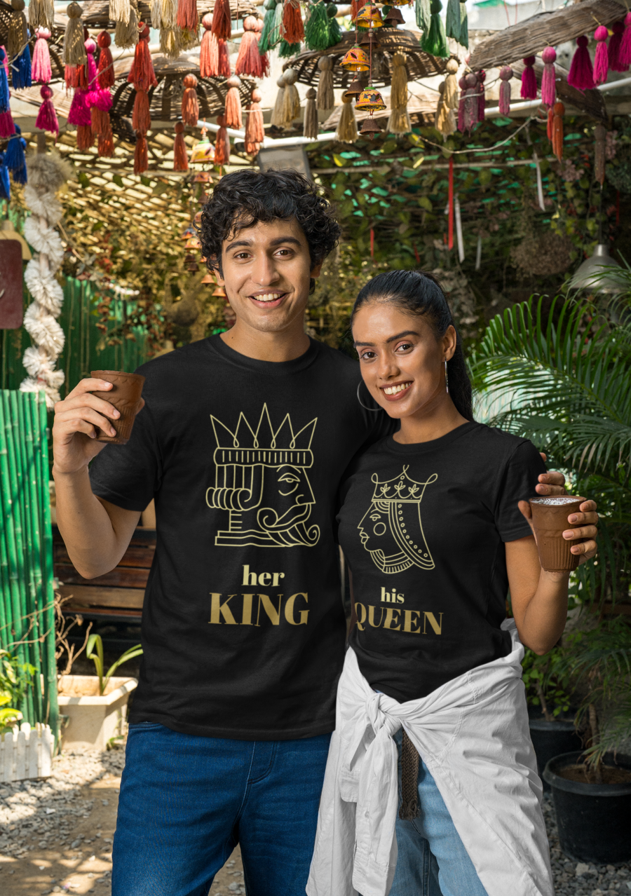  "Her King & His Queen" Matching Couple T-Shirts by Teescribe