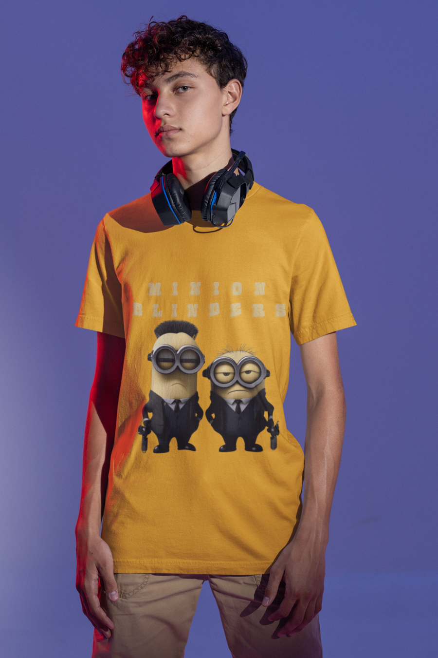 "Minion Blinders" Fun Graphic T-Shirt by Teescribe - Image 7