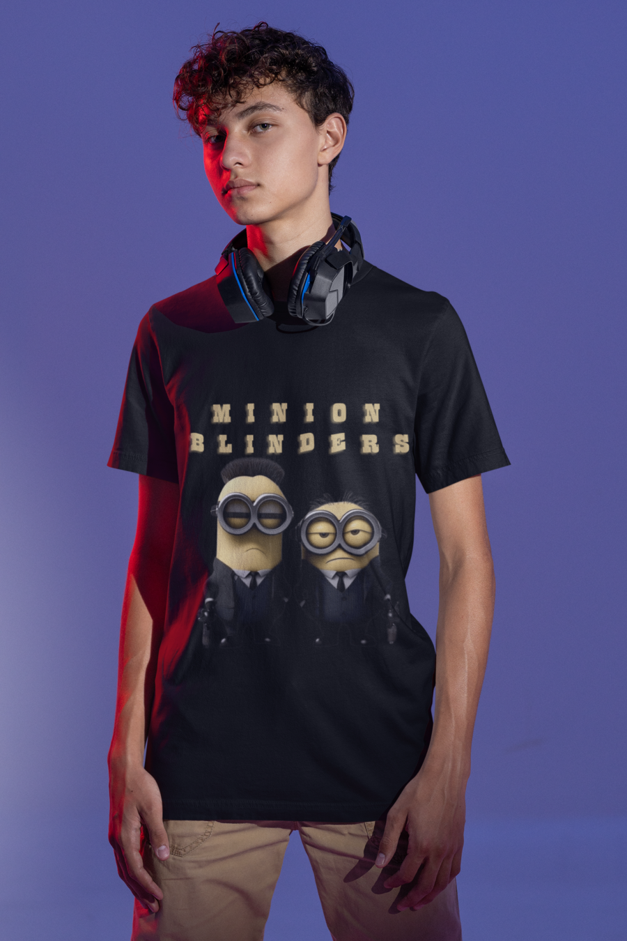 "Minion Blinders" Fun Graphic T-Shirt by Teescribe - Image 6