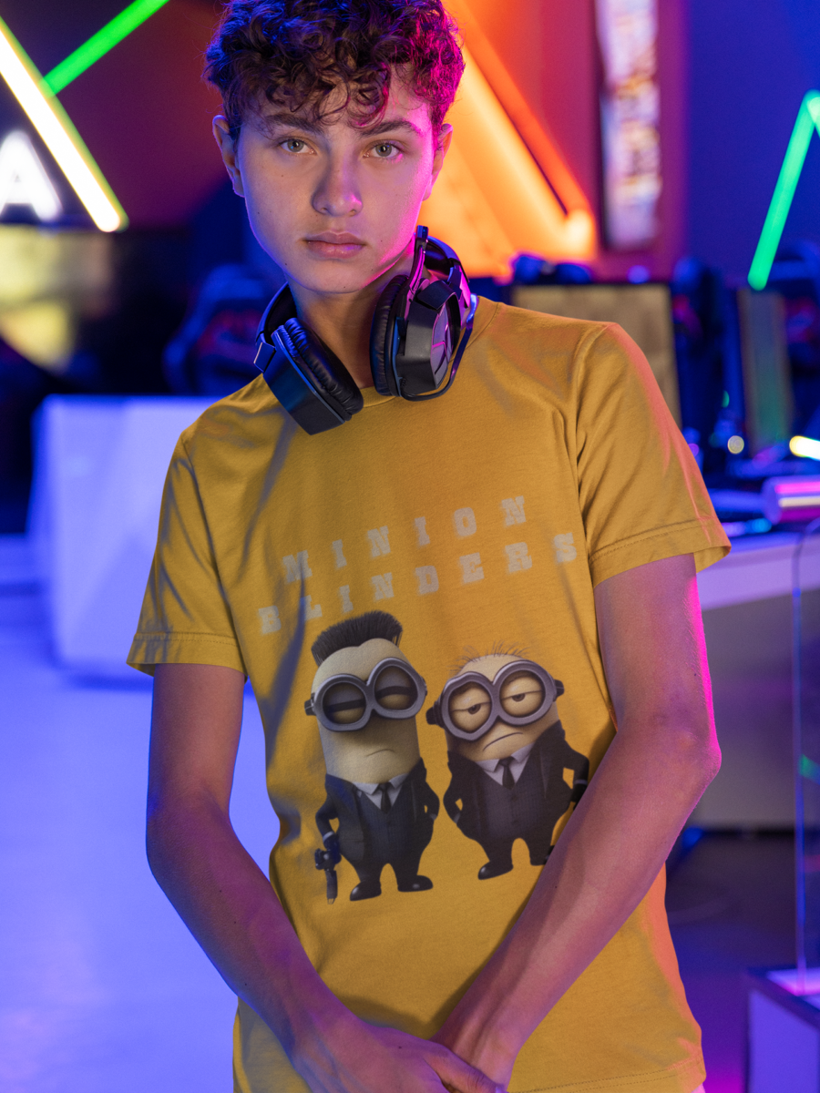 "Minion Blinders" Fun Graphic T-Shirt by Teescribe - Image 17
