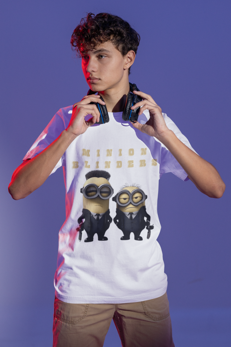 "Minion Blinders" Fun Graphic T-Shirt by Teescribe - Image 3