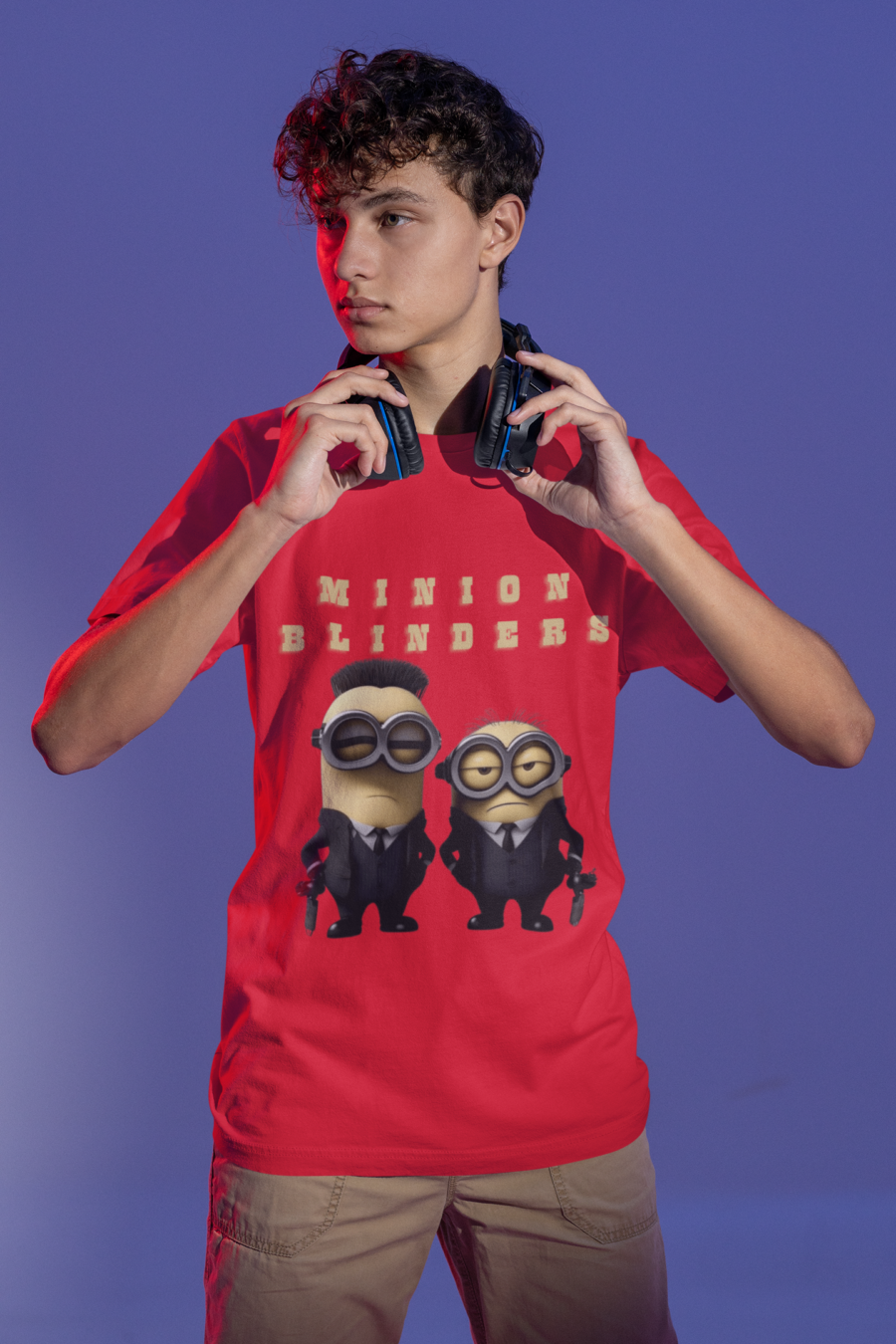"Minion Blinders" Fun Graphic T-Shirt by Teescribe - Image 4