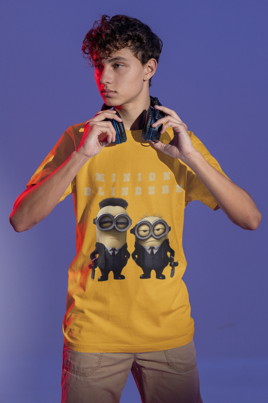 "Minion Blinders" Fun Graphic T-Shirt by Teescribe - Image 5